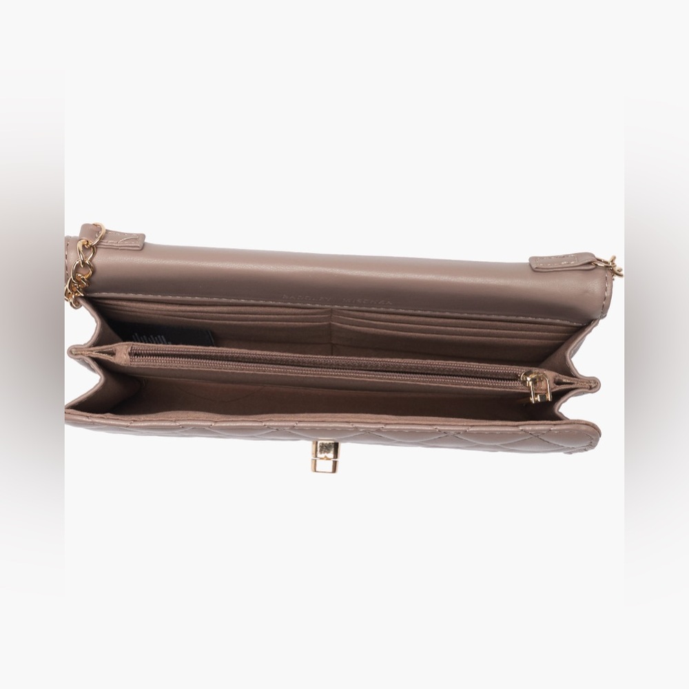 Badgley Mischka Quilted Shoulder Bag in Burgundy/gold studs and crossbody NWT - Picture 5 of 7